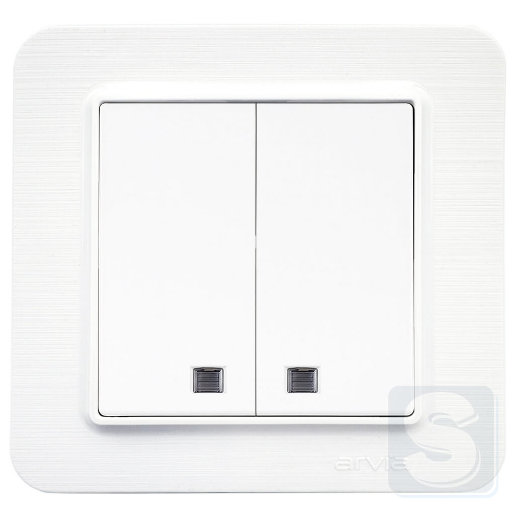 Выключатель двухклавишный с подсветкой Arvia Electric Lavin Белый